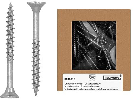 HELPMATE - Tornillos universales de cabeza avellanada 4,0 x 40 acero inoxidable A2 inoxidables - Paquete de 225 tornillos para madera con accionamiento en T y rosca parcial - Tornillos para aglomerado