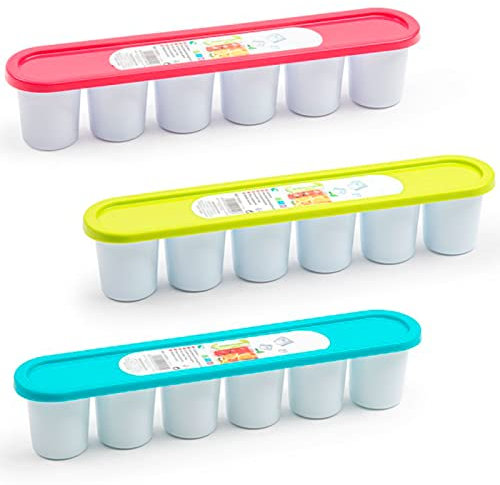 Acan Tradineur Lot de 3 bacs à glaçons en plastique avec couvercle, moule pour 6 grands cubes de glace, extraction facile, cocktails, whisky, fabriqué en Espagne, 6 x 30,8 x 6 cm, couleur aléatoire