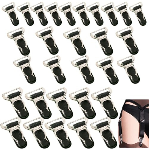 ArrErr Confezione da 30 clip di ricambio per reggicalze con fibbia, per corsetto, gamba, gonna, calzini, cinture, elastiche, 3 misure, larghezza 10 mm, 12 mm, 15 mm, nero, Small/Medium/Large