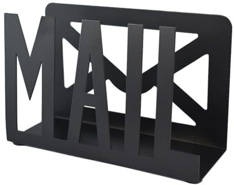 ISAKEN Metall Briefständer Schwarz Schreibtisch Organizer Vertikaler Briefhalter Dokumentenhalter Dokumentenlager Postsortierer Brief-Organizer für Bücher, Schreibtisch, Schule