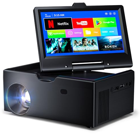 Small Smart TV，Mini TV with 7-inch Touchscreen,Built in Apps,Support SD,WiFi,Bluetooth,USB,HDMI Input，Kitchen TV Also As a Projector,Suitable for Home RVs and Outdoor Use