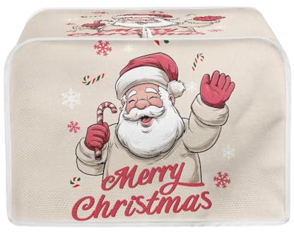 STUOARTE Housse de grille-pain à 2 tranches imprimée Père Noël, protection anti-poussière pour grille-pain pour la plupart des grille-pain à fente longue, décoration de Noël