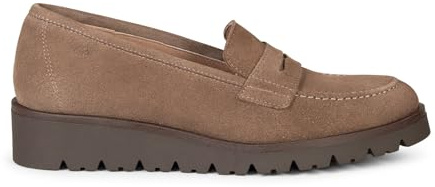 Mocasines con cuña cómodos de Piel Taupe, EU 38