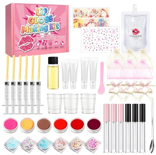 Kit Fabrique a Gloss, kit de Fabrication de Gloss, Lip gloss Making kits, Creatif Adulte, Créez Facilement Votre Propre glos-s Personnalisé, Cadeaux de Maquillage Amusants