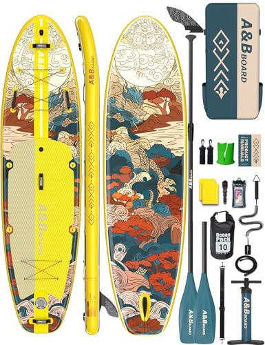 A&BBOARD Tabla Paddle Surf Hinchable 335 cm con Soporte para Taza Accesorios Premium Sup,Paddle Board Surf para 2 Personas Principiante