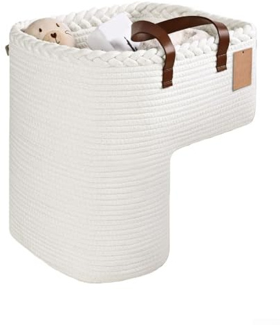 HOHOVYVY Panier de rangement en lin pour salon escalier avec poignées design tressé pour marches de tapis pour organiser jouets, livres et téléphones (D)