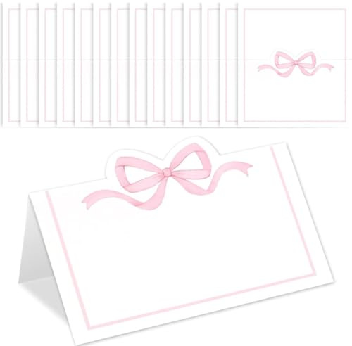 Tazuxetuqe 50 stycken rosa och blå flingor platskort 5 x 9 cm söta gardinkort för babyparty tomma etiketter för festbord på bankett middag