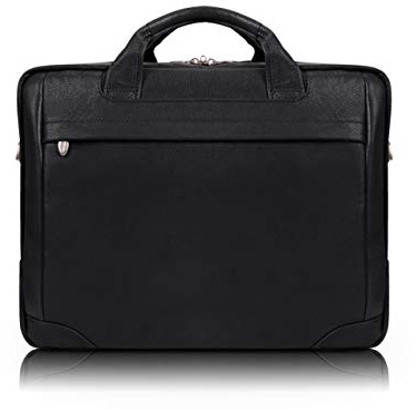 Netbook bärbar dator-portfölj, läder, liten, svart – MONTCLARE | McKlein – 15495