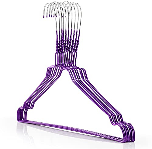 HANGERWORLD 20 Perchas galvanizadas de 41 cm, Color Morado, Calibre 13, para Abrigos, Ropa, Pantalones, Perchas.