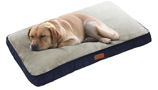 Ellie-Bo XL Dog Bed for 42-inch Dog Cage/Crate - Blue Corduroy/Grey FauxFur
