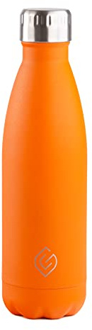 Greenfield Collection 500ml Water Bottle; BPA Free Double Walled Stainless Steel Vacuum Insulated Water Bottles - 12 Hours Temp Controlled - Leakproof Sports Flask Great for Work, Gym, Travel - Orange