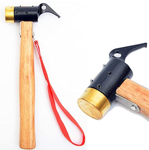 LUMoony Hammer Multifunktionshammer mit Kordel für Zelt Lanyard Camping Hammer Zelthammer Kohlenstoffstahl Outdoor Tool Trekking-Werkzeug Camping Zelt Hammer