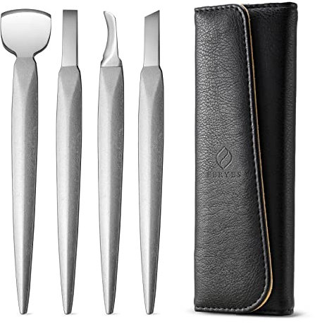 FERYES Pediküre-Messer, eingewachsene Zehennägel, 4-teilig, professionelles Pediküre-Werkzeug-Set, erstklassige Fußklinge (Lederetui im Lieferumfang enthalten)