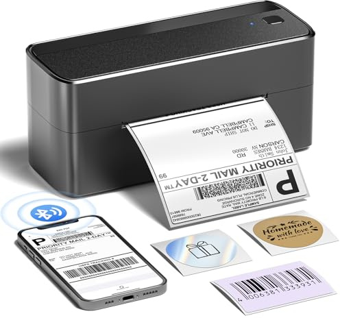 Phomemo DHL etikettskrivare 4 x 6, Bluetooth-termoskrivare, fraktetiketter, skrivare, kompatibel med Amazon, Etsy, Shopify, DHL, UPS, FedEx, Royal Mail, USB och Bluetooth-anslutning