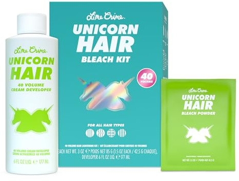 Lime Crime Unicorn Hair Bleach Kit - Includes 40 Volume Cream Developer & Bleach Powder - Lightener for Dark Hair - Bleaching Powder Lightening Kit