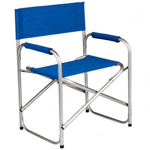 Marvin Sedia Regista Alluminio Pieghevole Resistente Robusta Per Mare Spiaggia Giardino Campeggio Esterno Con Teli Per Seduta E Spalliera Braccioli Tela Salvaspazio Richiudibile (Blu)