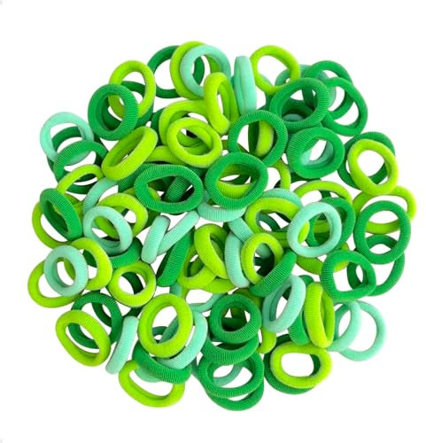 Cooetr Elastique Cheveux Fille, 100 Pièces Elastiques Cheveux Cravates, Mini Chouchou Cheveux de Queue de Cheval Doux de Bandes de Cheveux Multicolores pour Filles Bébé Enfants (Vert)