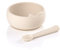 Jané Set de Bol y Cuchara de Silicona con Ventosa, Libre de BPA, Compatible con Esterilizadores, Microondas, Horno, Color Beige
