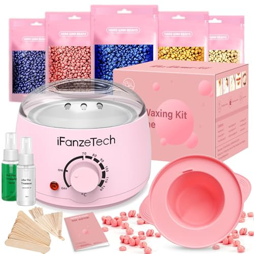 iFanzeTech Wax Maschine Waxing Set Frauen: Wachs Haarentfernung - Wachswärmer Wachsgerät zur haarentfernung mit 5 Packungen Waxing Perlen, Wachsmaschine Heißwachsgerät Set für Heimsalon