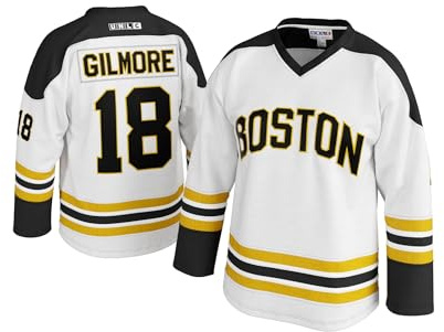 UNLC 18 Happy Gilmore Sanders Herren Hockey-Trikot, genäht, Weiß, Größe S - 5XL, Weiss/opulenter Garten, 3XL