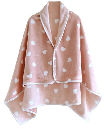 Women Multiway Plaid Poncho Shawl Wrap Fleece Wearable Blanket Ultra Soft Sherpa Flannel Cape Checkered Fluffy Fleece Pajama Winter Warm Sleepwear Thickened Plush Home Wear