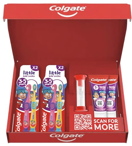 Colgate Kids 3+ Starter Kit/with Toothpaste, Toothbrushes & Timer for 4X Stronger Enamel* & Maximum Cavity Protection