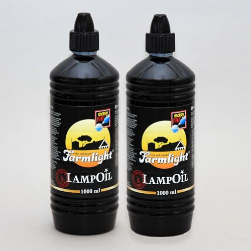 2 x Smokeless and Odourless Premium Dutch Lamp Oil with Intergrated Easy Pour Funnel - Clear Candle Oil - 2 x 1 Litre Bottle. Spill- Free Design Bottle.