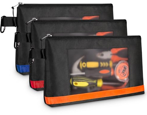 KENOBE 13 Tool Pouches Zipper Bag with Carabiners, 3 Pack
