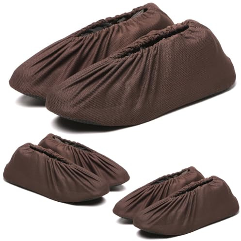 Woetwoat 3 Paires de Surchaussures Lavable, Surchaussure Réutilisables, Couvre-chaussures anti-poussière Antidérapantes (Coffee, EU42-47)