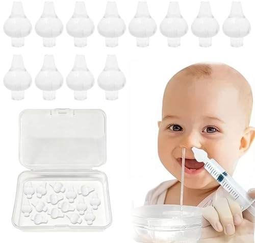 JYNXOR 12 Pezzi Beccuccio Morbido Lavaggio Nasale Bambini Ugelli per Lavaggio Nasale Bambini Tappini Siringa per Nasali Oliva Silicone Riutilizzabile Tappini Siringa per Nasali Punte in Silicone