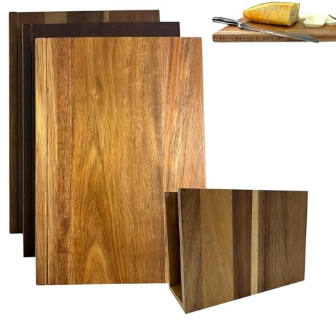 Tagliere che assomiglia a libri, set di taglieri in legno con supporto, forniture ispessite con bordi antiscivolo, taglieri da cucina, per la preparazione degli alimenti per carne e verdure