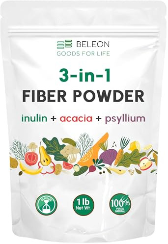 Beleon Goods For Life Fiber Powder 3 in 1 Blend 1 lb - Unflavored Fiber Supplement with Psyllium Husk, Inulin & Acacia – Supports Microbiome & Satiety