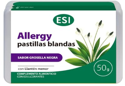ESI Allergy Pastillas Blandas con Llantén Menor y Grosella Negra – Sin Azúcar – Confort Respiratorio y Garganta – Apto Niños y Adultos – Sabor Agradable – 50 g