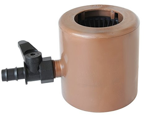 FIRST PLAST RAPF186R RAPF186R-Y-Recuperador de Agua de Lluvia con Protector de Hojas y válvula para Manguera, Color marrón, Efecto cobrizo, ø 63-80-100 mm