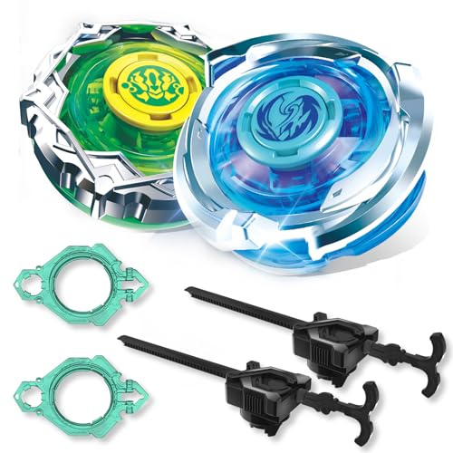 INFINITY NADO S7 Set 2 toupies métal Balance/Endurance + 2 lanceurs 5+ | Set 2 toupies métal balance/endurance, 2 lanceurs à crémaillère. Combat top pour enfants 5-12 ans. Cadeau