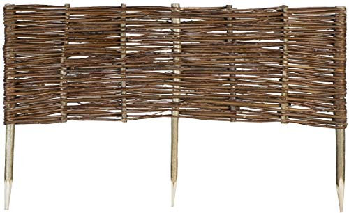 Weide Beeteinfassung in 16 Größen Weidenzaun Rasenkante Beetbegrenzung Steckzaun imprägniert mit Buchepflöcken für leichtes Einsetzen Palisade Länge: 120 cm Höhe: 30 cm