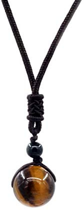 Mayting Tiger Eye Pendant Necklace Round Gemstone Colgante Regalo para Hombres y Mujeres Collar