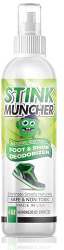Stink Muncher Natural Enzyme Shoe Deodorizer Spray, Foot Odor Eater, Eliminator & Freshener | Wipe Out the Cause Of Smells At Their Source | Made In the USA
