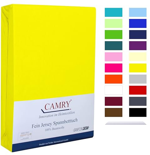 Camry Spannbettlaken 180x200cm - 200x200cm Gelb Baumwolle Bettlaken Jersey Spannbetttuch Oeko-Tex 100