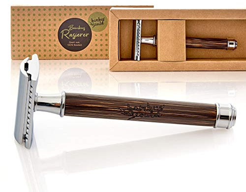 bambuswald© umweltfreundlicher Rasierhobel mit Griff aus Bambus - Nassrasierer für Frauen - edler Rasierer für Bein-, Achsel & Intimbereich - hautfreundliche mit austauschbaren Klingen