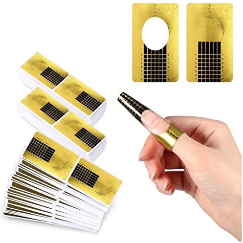 Nagel-Schablonen, Modellier-Schablone selbstklebend für Gel-Nägel, Nagel-Verlängerung Golden Schablonen (100 Stück)