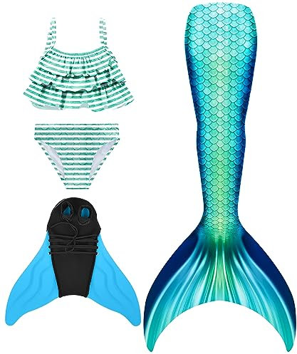 DNFUN Kinder Mädchen Bikini Cosplay Badeanzug mit Monoflosse