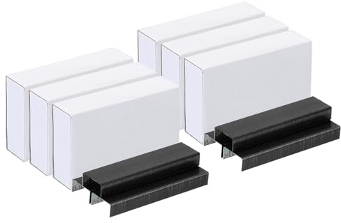 PATIKIL häftklamrar för gem Pack med 6 (1 000 stycken per förpackning), 26/6 standard, 1/4 tum längd, problemfri för kontorsmaterial, svart