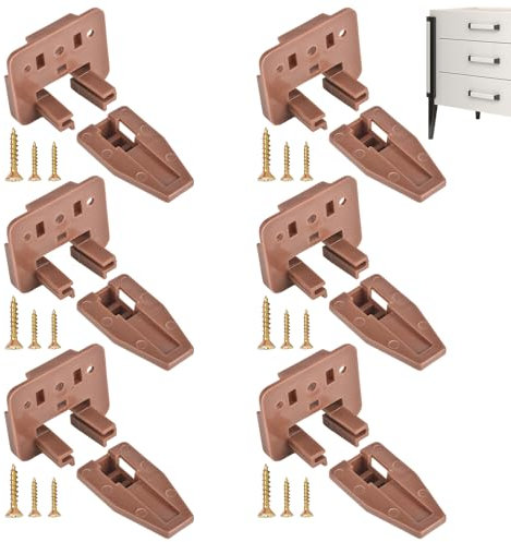 Schubladenschienenführung und Gleiter, 6er-Set, Unterbau-Schubladenschienen, Stopper für Kenlin Rite Trak, 1 Kunststoff-Schublade, Schienenführung, Schublade, Ersatzteil für Schublade, Kommode,