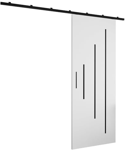 MEBLE KRYSPOL Zonda Y Schiebetürset mit Schiene - Hängendes Innen-Schiebetürsystem - Torbeschläge - Hergestellt aus robustem Laminat - 204x90 cm - Weiß