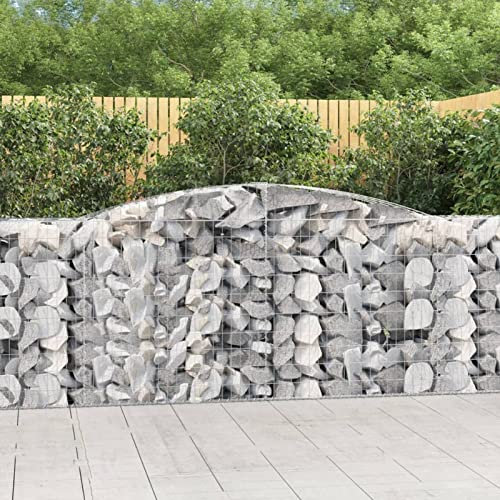 LAPOOH Gabionen mit Hochbogen 15 STK, Gabionenkörbe, Gabionen Hochbeet, Steinkorb, Gabionengitter, Drahtkorb Für Pflanzen, Kräuterspirale Für Garten, 400x50x100/120cm Verzinktes Eisen