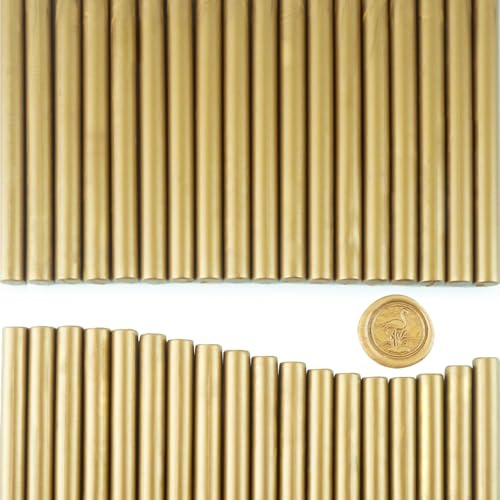 Barras de Cera para Sellos de 7 mm Tomgenrine - 36 Unidades de Cera de Fusión Rápida para Pistola de Pegamento, Ideal para Invitaciones de Boda, Cartas, Sobres, Tarjetas y Manualidades(Marrón）