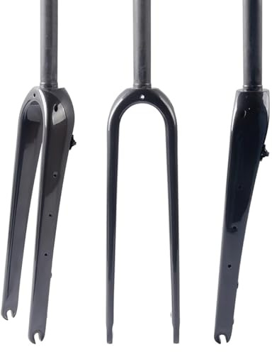 LUPEMCON Gravel Fork 700C Carbon Fiber Road Bike Rigid Fork QR 9mm Disc Brake 1 1/8'' Straight/Tapered Tube Light Bicycles Front Fork(Glossy Black,Tapered)