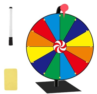 MINZHI Roue de la fortunecolorée,Jeu de laRoue de laFortune,JouetRoue de la Fortune des Couleurs,LaRoue de la Fortune, livré avec 1 Stylo pour Tableau Noir, adapté au Jeu de Fortune du Carnaval