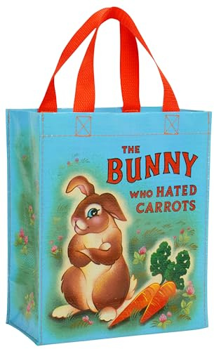 Blue Q Handy Tote Bag - The Bunny Who Hated Carrots - Recycled & Reusable Sturdy Canvas Shopping Bag with Quirky Art and Handles, 95% Recycled Material, Ideal for Lunch, Gift, 10 h x 8.5 w x 4.5 d
